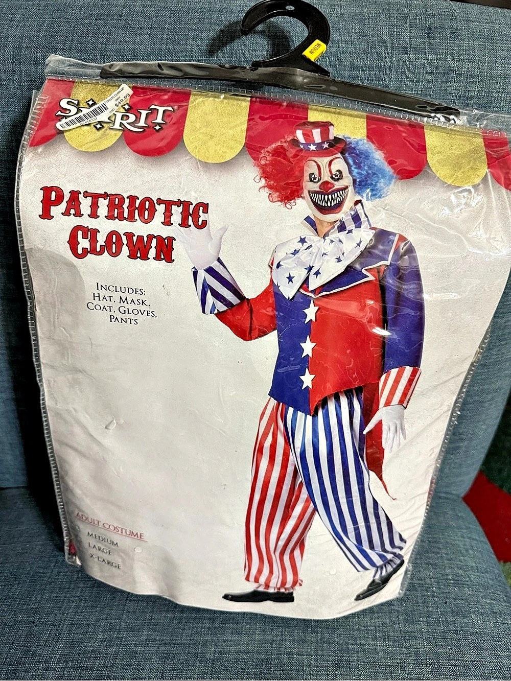 Spirit Halloween Patriotic Clown Costume Medium